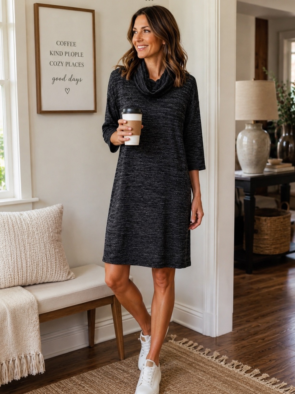 - GAP Jersey Cowl sweater dress in size small